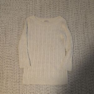 Cable Knit Cream and Gold Sparkle Sweater